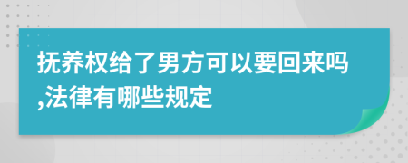 撫養(yǎng)權(quán)給了男方可以要回來(lái)嗎,法律有哪些規(guī)定