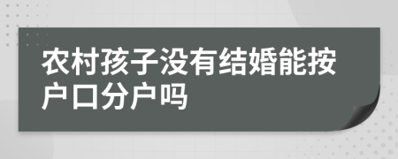 農(nóng)村孩子沒有結(jié)婚能按戶口分戶嗎