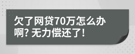 欠了網(wǎng)貸70萬怎么辦啊? 無力償還了!