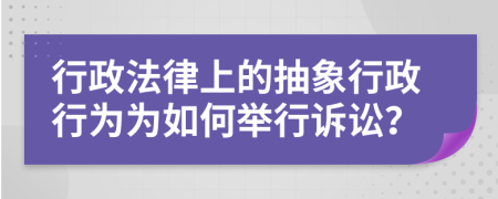 行政法律上的抽象行政行為為如何舉行訴訟？