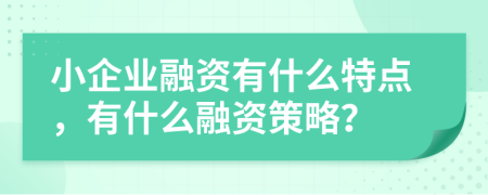 小企業(yè)融資有什么特點，有什么融資策略？