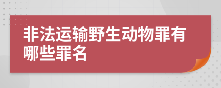 非法運(yùn)輸野生動(dòng)物罪有哪些罪名