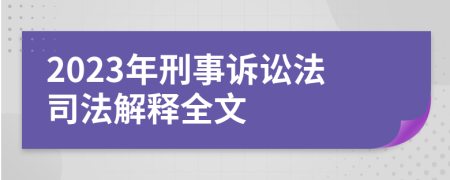 2023年刑事訴訟法司法解釋全文