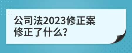 公司法2023修正案修正了什么？
