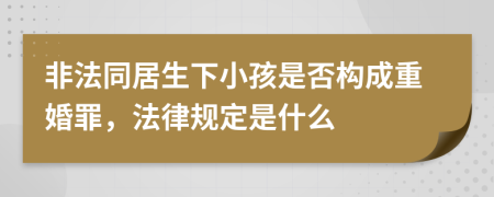 非法同居生下小孩是否構成重婚罪,法律規(guī)定是什么