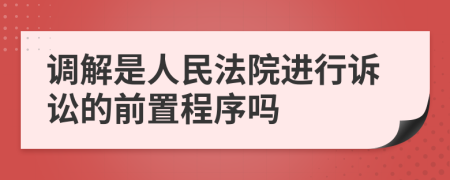 調(diào)解是人民法院進行訴訟的前置程序嗎