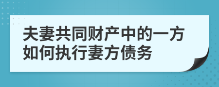 夫妻共同財產(chǎn)中的一方如何執(zhí)行妻方債務(wù)