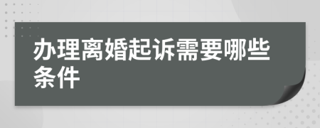 辦理離婚起訴需要哪些條件