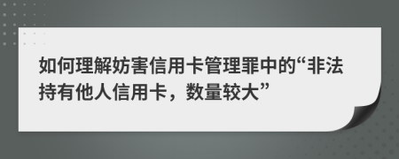 如何理解妨害信用卡管理罪中的“非法持有他人信用卡，數(shù)量較大”