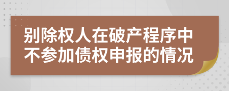 別除權(quán)人在破產(chǎn)程序中不參加債權(quán)申報(bào)的情況