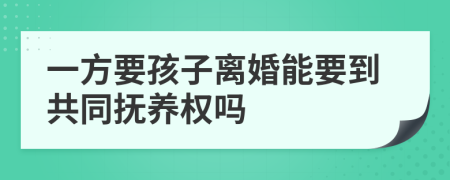 一方要孩子離婚能要到共同撫養(yǎng)權嗎