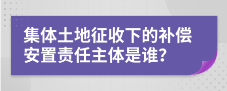 集體土地征收下的補償安置責任主體是誰？
