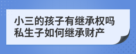 小三的孩子有繼承權(quán)嗎私生子如何繼承財產(chǎn)