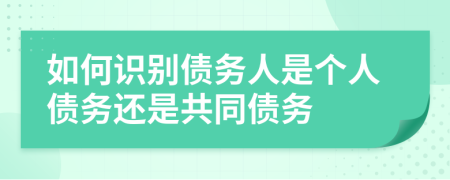 如何識別債務人是個人債務還是共同債務