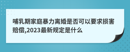哺乳期家庭暴力離婚是否可以要求損害賠償,2023最新規(guī)定是什么