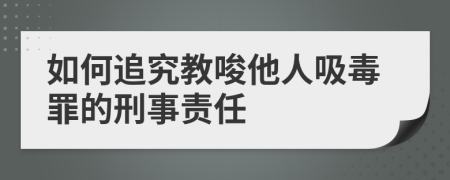 如何追究教唆他人吸毒罪的刑事責(zé)任