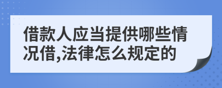 借款人應(yīng)當提供哪些情況借,法律怎么規(guī)定的