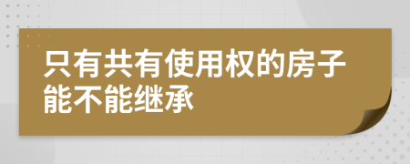 只有共有使用權(quán)的房子能不能繼承