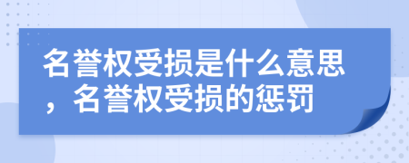 名譽(yù)權(quán)受損是什么意思，名譽(yù)權(quán)受損的懲罰