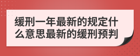 緩刑一年最新的規(guī)定什么意思最新的緩刑預(yù)判