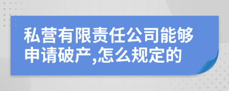 私營有限責(zé)任公司能夠申請破產(chǎn),怎么規(guī)定的