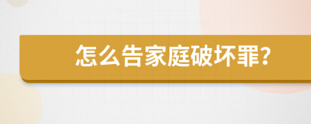 怎么告家庭破壞罪？