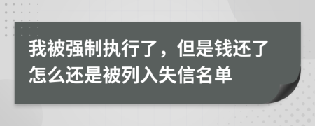 我被強(qiáng)制執(zhí)行了，但是錢還了怎么還是被列入失信名單