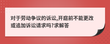 對于勞動爭議的訴訟,開庭前不能更改或追加訴訟請求嗎?求解答