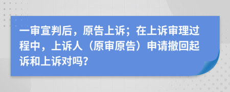 一審宣判后，原告上訴；在上訴審理過程中，上訴人（原審原告）申請(qǐng)撤回起訴和上訴對(duì)嗎？
