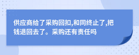 供應(yīng)商給了采購回扣,和同終止了,把錢退回去了。采購還有責(zé)任嗎