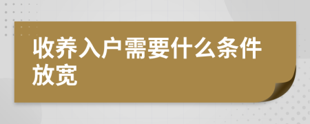 收養(yǎng)入戶需要什么條件放寬