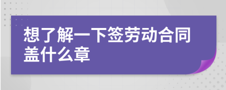 想了解一下簽勞動(dòng)合同蓋什么章