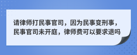 請律師打民事官司，因為民事變刑事，民事官司未開庭，律師費可以要求退嗎