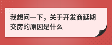 我想問一下，關(guān)于開發(fā)商延期交房的原因是什么