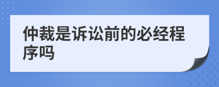 仲裁是訴訟前的必經(jīng)程序嗎