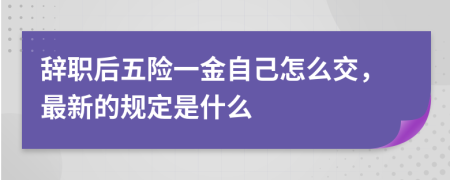 辭職后五險一金自己怎么交，最新的規(guī)定是什么