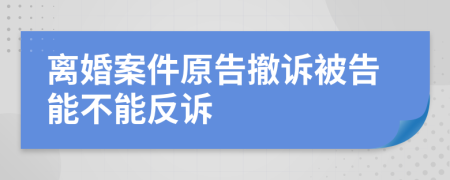 離婚案件原告撤訴被告能不能反訴