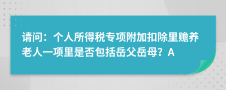 請問：個人所得稅專項附加扣除里贍養(yǎng)老人一項里是否包括岳父岳母？A
