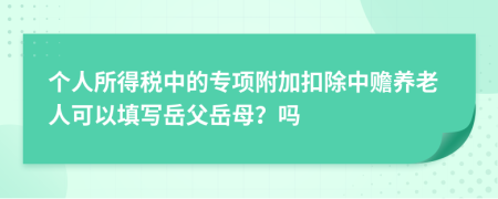 個(gè)人所得稅中的專(zhuān)項(xiàng)附加扣除中贍養(yǎng)老人可以填寫(xiě)岳父岳母？嗎