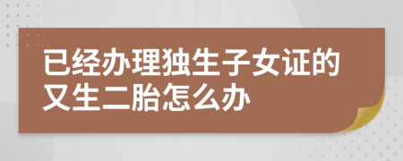 已經(jīng)辦理獨生子女證的又生二胎怎么辦