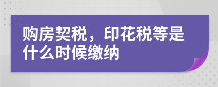 購房契稅，印花稅等是什么時候繳納