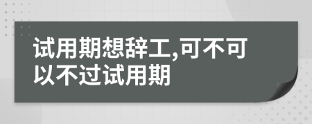 試用期想辭工,可不可以不過試用期