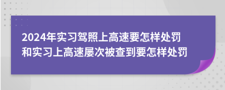 2024年實(shí)習(xí)駕照上高速要怎樣處罰和實(shí)習(xí)上高速屢次被查到要怎樣處罰