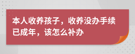 本人收養(yǎng)孩子，收養(yǎng)沒辦手續(xù)已成年，該怎么補(bǔ)辦