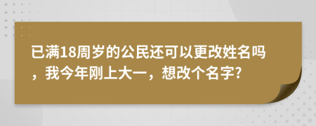 已滿18周歲的公民還可以更改姓名嗎，我今年剛上大一，想改個名字?