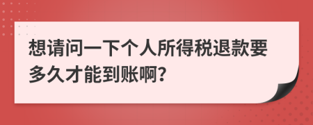 想請問一下個人所得稅退款要多久才能到賬??？