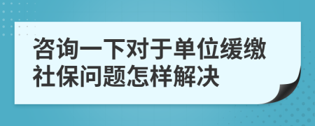 咨詢一下對(duì)于單位緩繳社保問(wèn)題怎樣解決