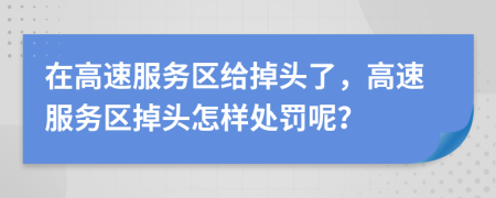 在高速服務(wù)區(qū)給掉頭了，高速服務(wù)區(qū)掉頭怎樣處罰呢？
