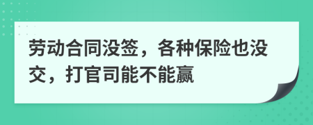 勞動合同沒簽，各種保險也沒交，打官司能不能贏