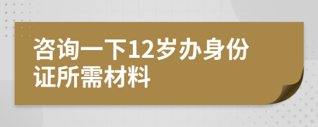咨詢一下12歲辦身份證所需材料